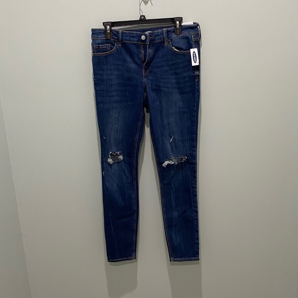 womens size 10 long old navy super skinny ripped jeans - Picture 8 of 11